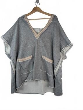 Dylan Textured Pullover Poncho, 100% Cotton, Size XL